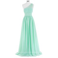 Kate Kasin Um ombro Chiffon Light Green Long vestido de dama de honra KK000200-2